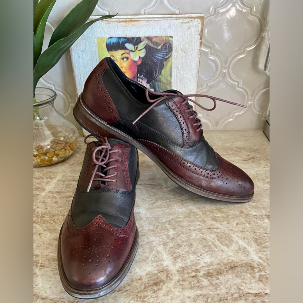 🟣 MENS ALDO LEATHER TWO TONE WINGTIP DRESS SHOES - WORN ONCE 🟣